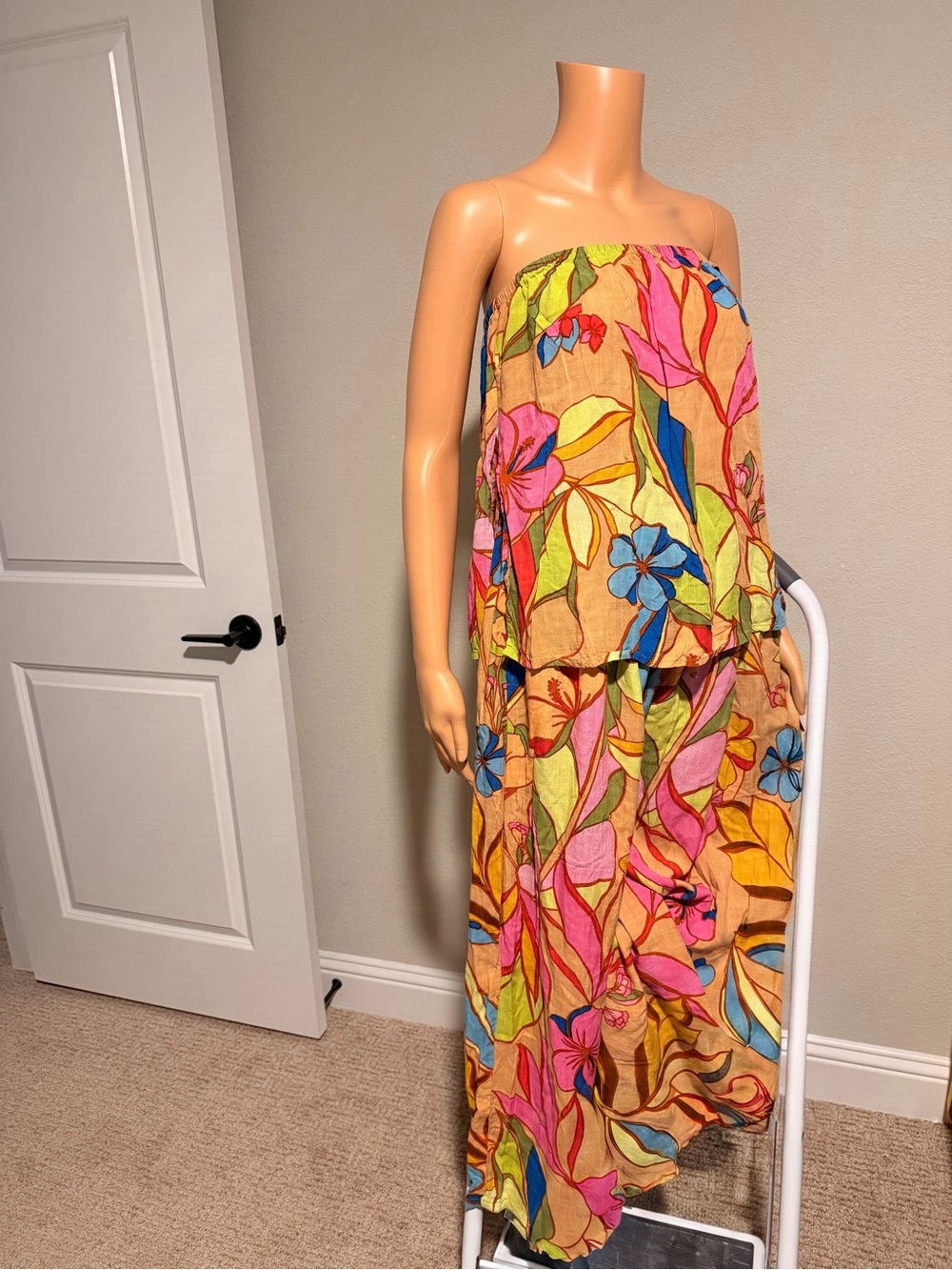 Tropical Strapless Wide-Leg Jumpsuit - Multi Floral